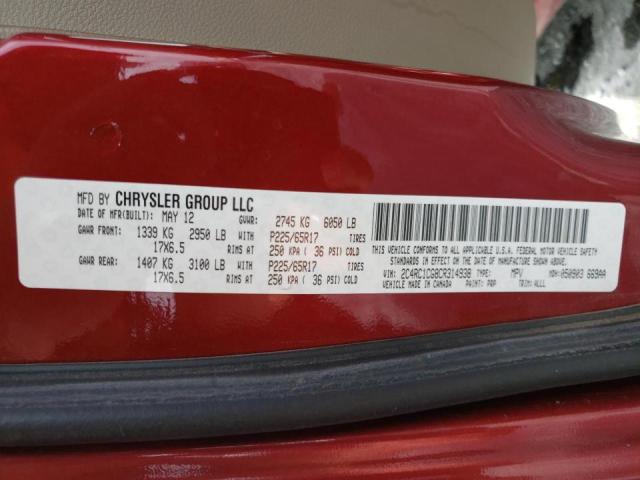 Photo 10 from auction – 2012 CHRYSLER TOWN & COU with VIN 2C4RC1CG8CR314938