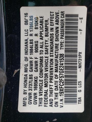 Photo 10 from auction – 2016 HONDA CIVIC LX with VIN 19XFC2F57GE241538