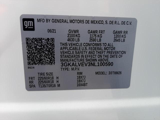 Photo 10 from auction – 2022 GMC TERRAIN SL with VIN 3GKALVEV3NL100590
