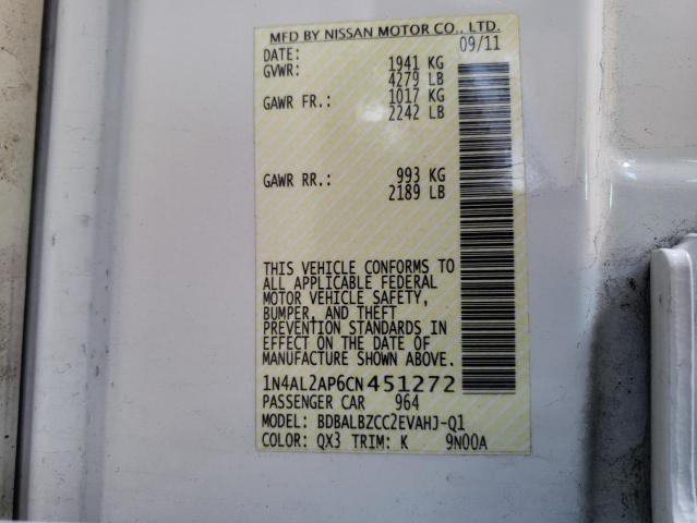 Photo 10 from auction – 2012 NISSAN ALTIMA BAS with VIN 1N4AL2AP6CN451272