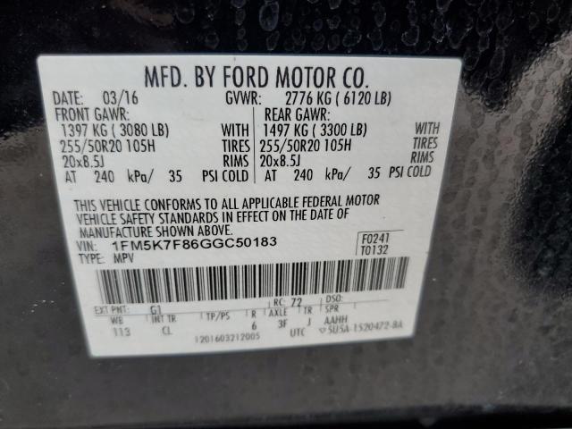 Photo 10 from auction – 2016 FORD EXPLORER L with VIN 1FM5K7F86GGC50183