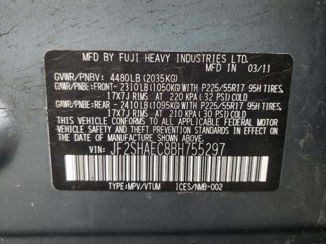 Фото 10 с аукциона – 2011 SUBARU FORESTER L с VIN JF2SHAEC8BH755297
