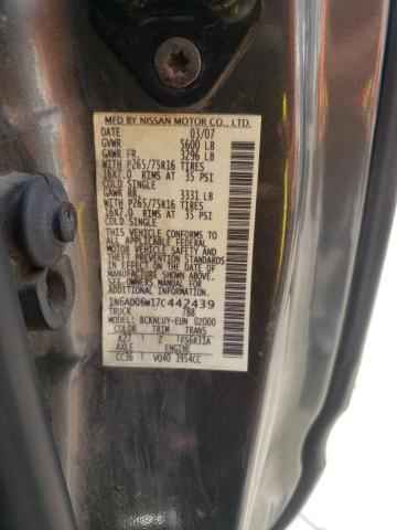 Photo 10 from auction – 2007 NISSAN FRONTIER K with VIN 1N6AD06W17C442439