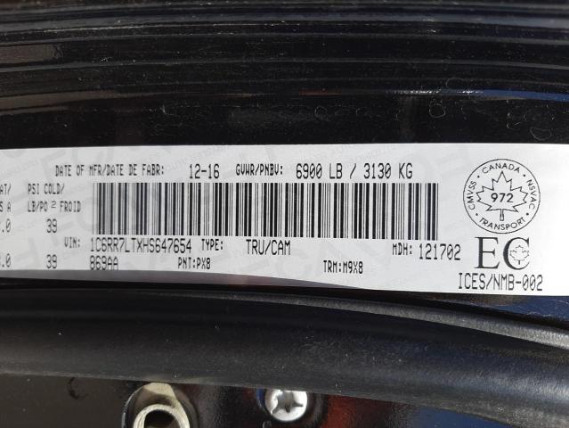 Photo 10 from auction – 2017 RAM 1500 SLT with VIN 1C6RR7LTXHS647654
