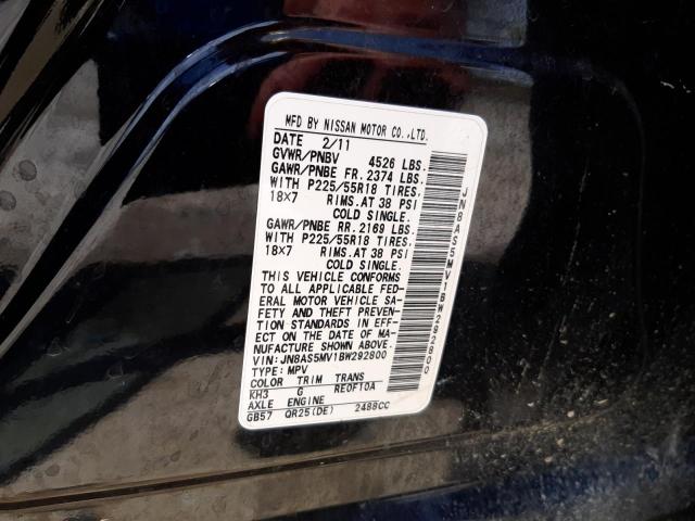 Photo 10 from auction – 2011 NISSAN ROGUE S with VIN JN8AS5MV1BW292800