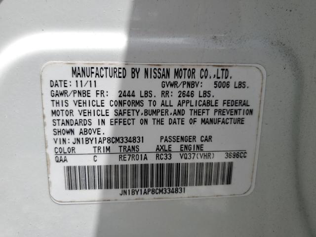 Photo 10 from auction – 2012 INFINITI M37 with VIN JN1BY1AP8CM334831