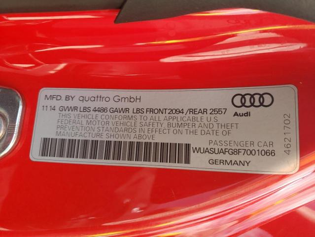 Photo 10 from auction – 2015 AUDI R8 4.2 QUA with VIN WUASUAFG8F7001066