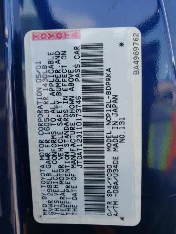 Photo 10 from auction – 2001 TOYOTA ECHO with VIN JTDAT123110173746