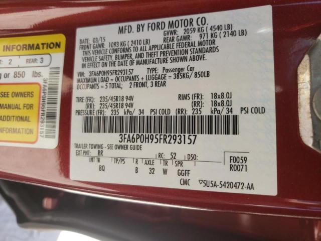 Photo 10 from auction – 2015 FORD FUSION SE with VIN 3FA6P0H95FR293157