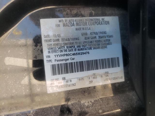 Photo 10 from auction – 2006 MAZDA 6 I with VIN 1YVHP80C465M29476