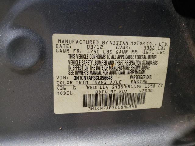 Photo 10 from auction – 2012 NISSAN VERSA S with VIN 3N1CN7AP3CL896548