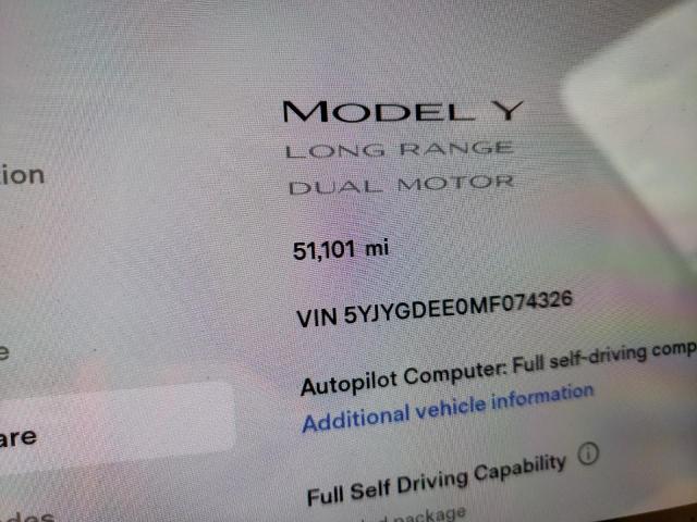 Photo 8 from auction – 2021 TESLA MODEL Y with VIN 5YJYGDEE0MF074326