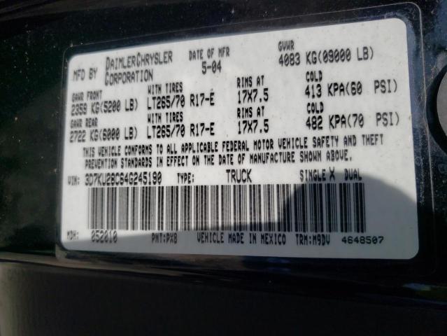 Photo 10 from auction – 2004 DODGE RAM 2500 S with VIN 3D7KU28C64G245190