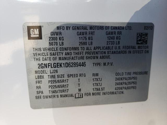 Photo 10 from auction – 2013 CHEVROLET EQUINOX LT with VIN 2GNFLGEK1D6289446