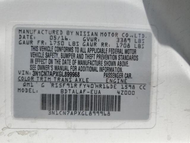 Photo 10 from auction – 2016 NISSAN VERSA S with VIN 3N1CN7APXGL899968