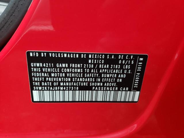 Photo 10 from auction – 2015 VOLKSWAGEN JETTA BASE with VIN 3VW2K7AJ8FM427318