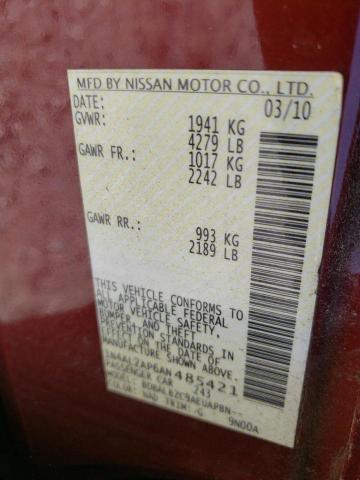 Photo 10 from auction – 2010 NISSAN ALTIMA BAS with VIN 1N4AL2AP6AN485421