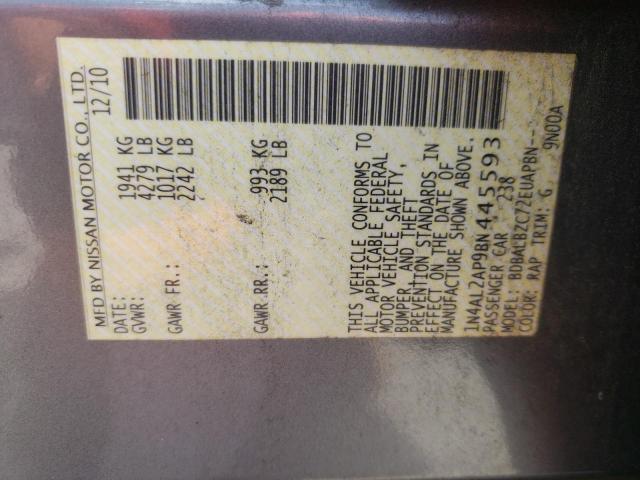 Photo 10 from auction – 2011 NISSAN ALTIMA BAS with VIN 1N4AL2AP9BN445593