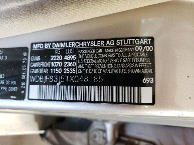 Photo 10 from auction – 2001 MERCEDES-BENZ E 430 with VIN WDBJF83J51X048185