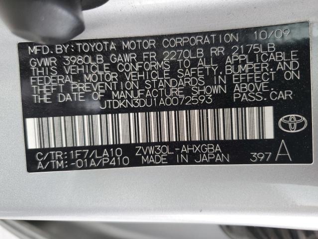 Photo 10 from auction – 2010 TOYOTA PRIUS with VIN JTDKN3DU1A0072593