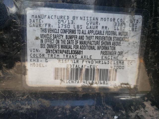 Photo 10 from auction – 2014 NISSAN VERSA with VIN 3N1CN7AP4EL835681
