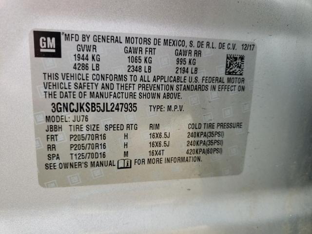Photo 10 from auction – 2018 CHEVROLET TRAX LS with VIN 3GNCJKSB5JL247935