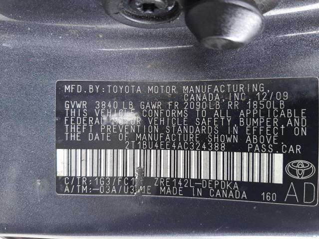 Foto 10 de la subasta – 2010 TOYOTA COROLLA BA con VIN 2T1BU4EE4AC324388