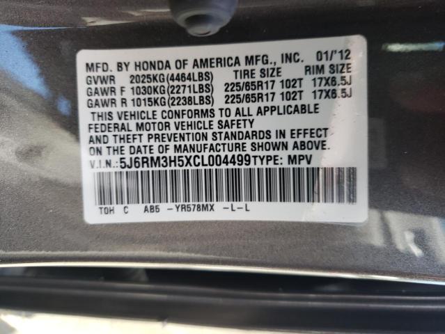 Photo 10 from auction – 2012 HONDA CR-V EX with VIN 5J6RM3H5XCL004499