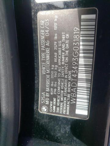 Photo 10 from auction – 2003 BMW 525 I AUTO with VIN WBADT43493G031819