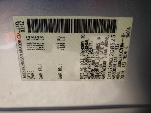 Photo 10 from auction – 2012 NISSAN ALTIMA BAS with VIN 1N4AL2AP6CC208525