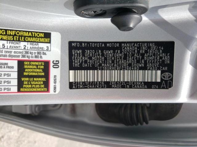 Photo 10 from auction – 2015 TOYOTA COROLLA L with VIN 2T1BURHE8FC266480