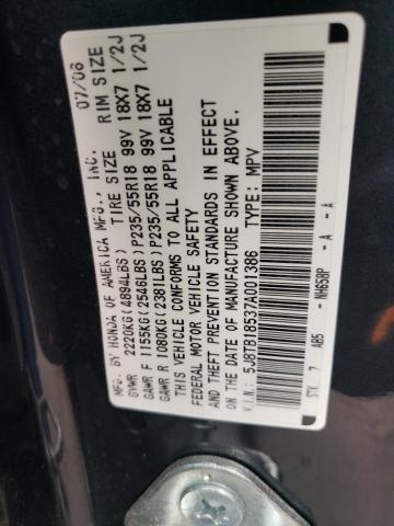 Photo 10 from auction – 2007 ACURA RDX TECHNO with VIN 5J8TB18537A001386