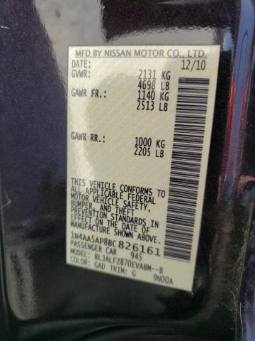 Photo 10 from auction – 2011 NISSAN MAXIMA S with VIN 1N4AA5AP8BC826161