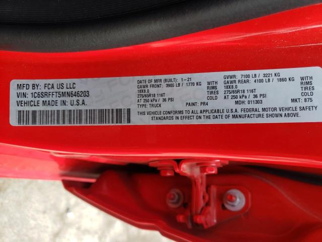 Photo 10 from auction – 2021 RAM 1500 BIG H with VIN 1C6SRFFT5MN646203