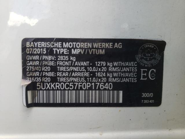 Photo 10 from auction – 2015 BMW X5 XDRIVE3 with VIN 5UXKR0C57F0P17640