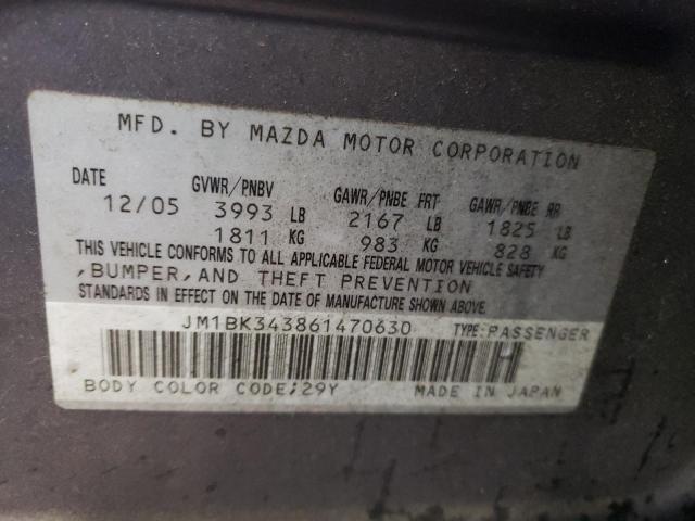 Photo 10 from auction – 2006 MAZDA 3 HATCHBAC with VIN JM1BK343861470630