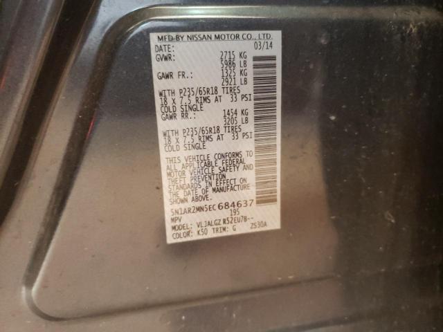 Photo 10 from auction – 2014 NISSAN PATHFINDER with VIN 5N1AR2MN5EC684637