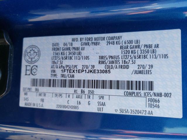 Photo 10 from auction – 2018 FORD F150 SUPER with VIN 1FTEX1EP1JKE33085