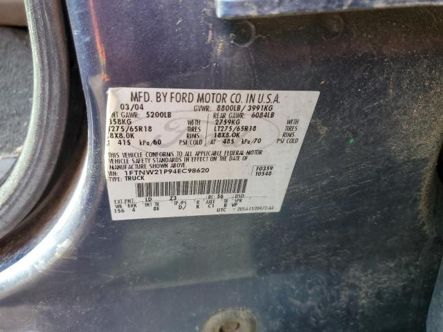 Photo 10 from auction – 2004 FORD F250 SUPER with VIN 1FTNW21P94EC98620