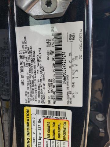 Photo 10 from auction – 2019 FORD FUSION SEL with VIN 3FA6P0CD2KR237974
