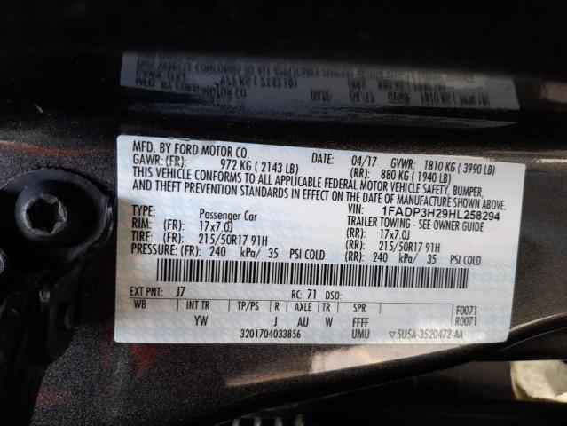 Photo 10 from auction – 2017 FORD FOCUS SEL with VIN 1FADP3H29HL258294