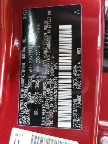 Photo 10 from auction – 2022 TOYOTA HIGHLANDER with VIN 5TDHZRAH7NS106614