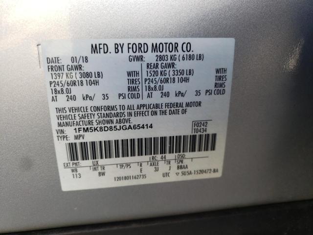 Photo 10 from auction – 2018 FORD EXPLORER X with VIN 1FM5K8D85JGA65414