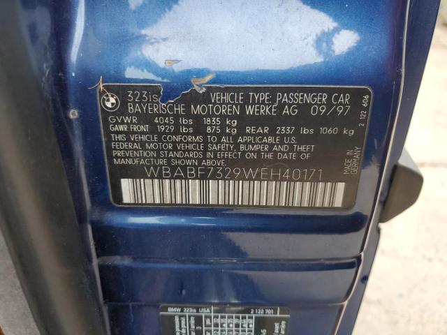 Photo 10 from auction – 1998 BMW 323 IS with VIN WBABF7329WEH40171