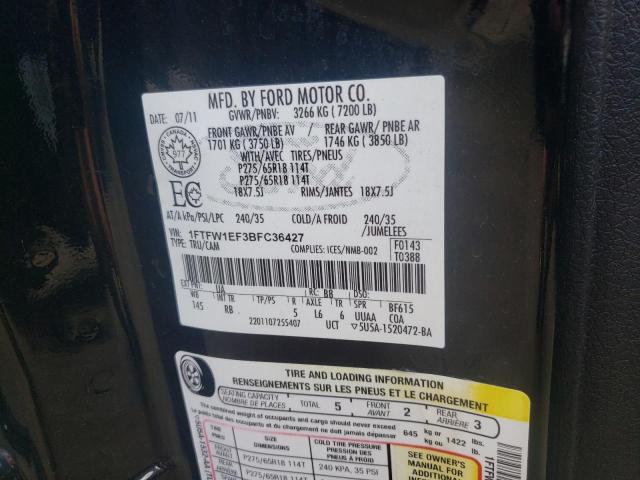 Photo 10 from auction – 2011 FORD F150 SUPER with VIN 1FTFW1EF3BFC36427