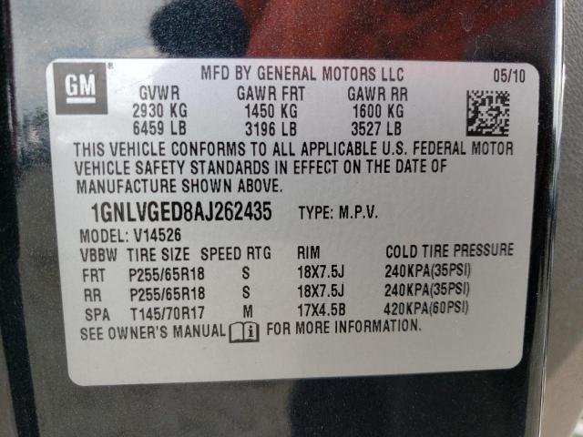 Photo 10 from auction – 2010 CHEVROLET TRAVERSE L with VIN 1GNLVGED8AJ262435