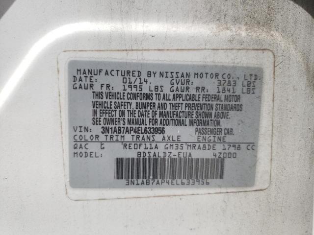 Photo 10 from auction – 2014 NISSAN SENTRA S with VIN 3N1AB7AP4EL633956