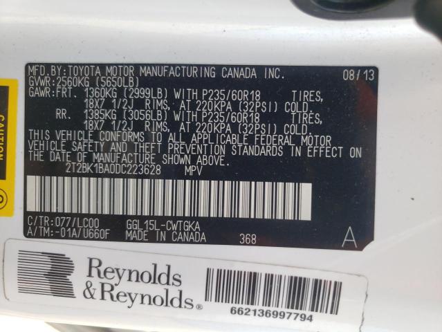 Photo 10 from auction – 2013 LEXUS RX 350 BAS with VIN 2T2BK1BA0DC223628