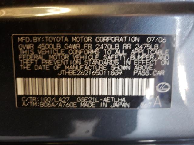 Photo 10 from auction – 2006 LEXUS IS 350 with VIN JTHBE262165011839