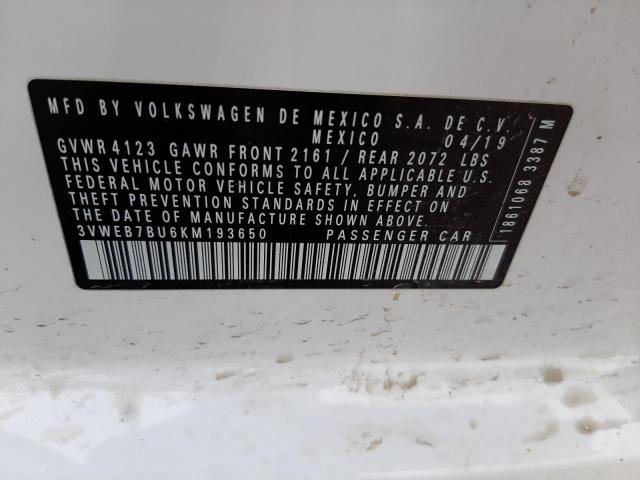 Photo 10 from auction – 2019 VOLKSWAGEN JETTA SEL with VIN 3VWEB7BU6KM193650